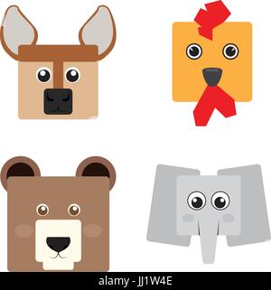 Set of animal faces Stock Vector