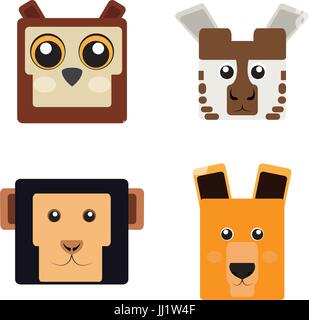 Set of animal faces Stock Vector