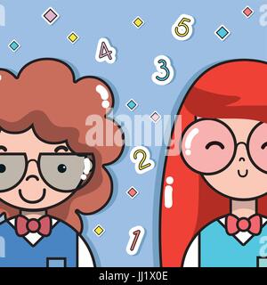 man and woman students to learn Stock Vector