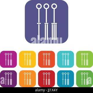 Tattoo needles icons set flat Stock Vector