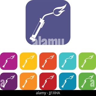 Welding torch icons set flat Stock Vector