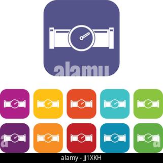 Instrument measures the pressure in the pipe icons Stock Vector