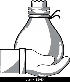 line cloth bag to save things in the hand Stock Vector