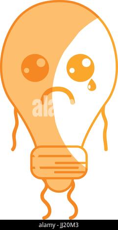 silhouette kawaii cute crying bulb energy Stock Vector