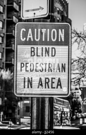 Street sign Blind Pedestrian in Area - WASHINGTON DC / COLUMBIA - APRIL 7, 2017 Stock Photo
