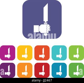 Pincer or plier in man hand icons set flat Stock Vector