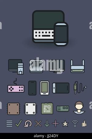 Computer and mobile technologies. icons set Stock Vector