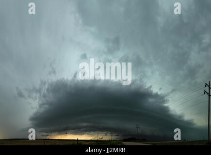 Large Thunderstorm Clouds Over Nebraska Fields Stock Photo