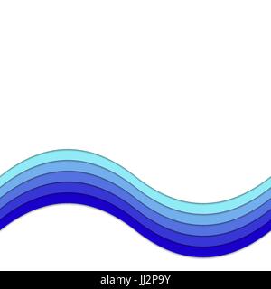 Abstract background from curves stripes - vector graphic with 3d shadow effect for water concept Stock Vector