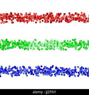 Seamless random dot pattern paragraph divider line design set - vector graphic elements from colored circles Stock Vector