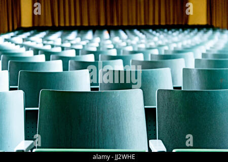 Rows of chairs in a assembly hall, Stuhlreihen in einer Aula Stock Photo