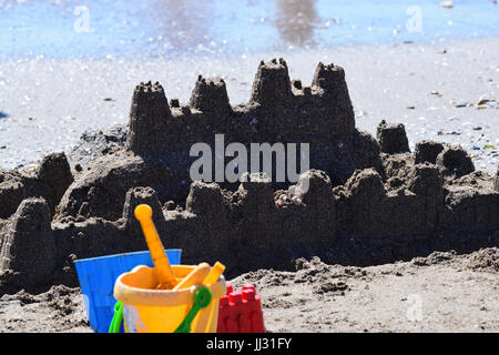 Sand castle on the beach Stock Photo