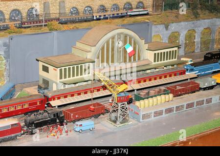 Miniature train station. Train station. Stock Photo