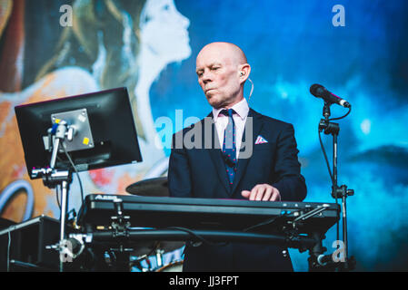 Barolo, Italy. 17th July, 2017. Erasure performing live on stage in Barolo, at the Collisioni Festival, opening for Robbie Williams. Credit: Alessandro Bosio/Alamy Live News Stock Photo