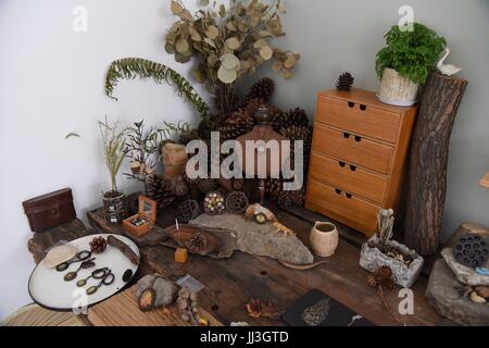Hangzhou, Hangzhou, China. 18th July, 2017. Hangzhou, CHINA-July 18 2017: (EDITORIAL USE ONLY. CHINA OUT).Lin Junyan makes creative and exquisite artworks with flowers, branches and other plants in Hangzhou, east China's Hangzhou. Credit: SIPA Asia/ZUMA Wire/Alamy Live News Stock Photo