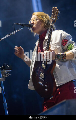 Milan, Italy. 17th July, 2017. The Canadian indie-rock band ARCADE FIRE performs live on stage at Ippodromo del Galoppo to present their last album 'Everything Now' Credit: Rodolfo Sassano/Alamy Live News Stock Photo