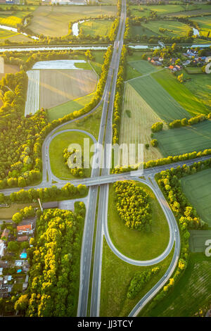 Intersection Rünthe, motorway A1, Bergkamen, Ruhr area, North Rhine-Westphalia, Germany Stock Photo