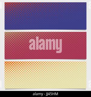 Halftone circle pattern horizontal banner set - vector graphic design from dots Stock Vector