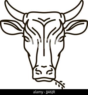 Portrait of cow. Farm animal, bull icon or logo. Vector illustration Stock Vector