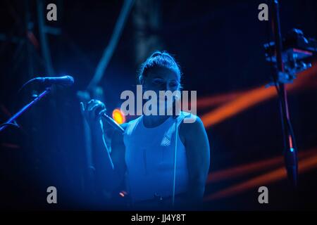 Milan, Italy. 17th July, 2017. Sarah Neufeld of the canadian indie rock band Arcade Fire pictured on stage as they perform at Milano Summer Festival, Ippodromo San Siro Milan. Credit: Roberto Finizio/Pacific Press/Alamy Live News Stock Photo