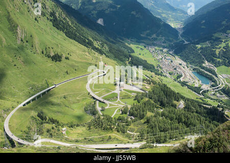 Gotthardpass view to airolo Stock Photo