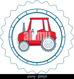 isolated tractor round icon icon vector illustration graphic design Stock Vector