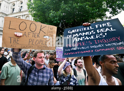Following the fire at Grenfell Tower, friends and members of the community marched  from Shephards Bush to Westminster on  the Day of Rage.  21 June 2017 Stock Photo