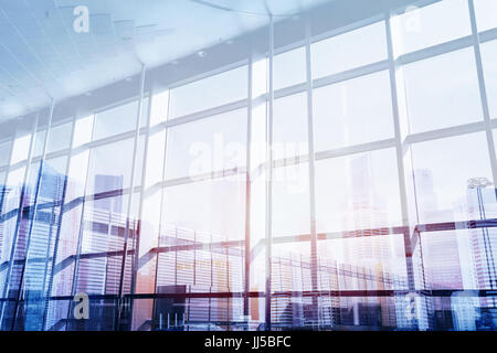 abstract business interior double exposure high tech Stock Photo