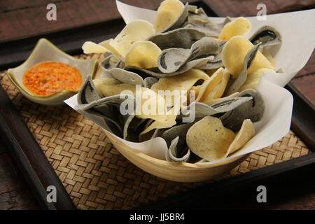 Ceriping Singkong, popular cassava crisps from Magelang, Central Java. Stock Photo