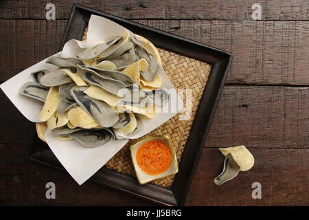 Ceriping Singkong, popular cassava crisps from Magelang, Central Java. Stock Photo