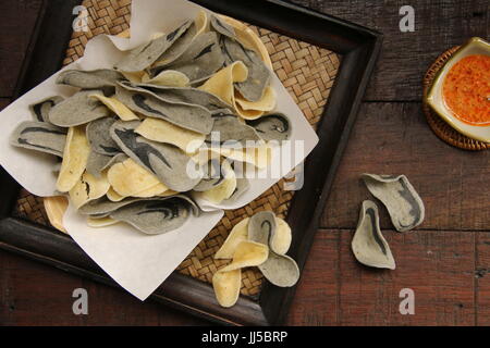 Ceriping Singkong, popular cassava crisps from Magelang, Central Java. Stock Photo