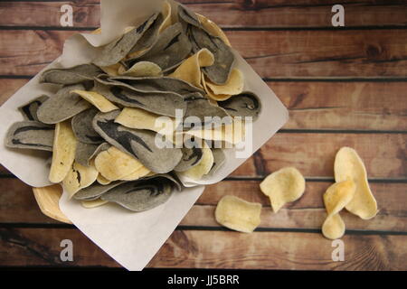 Ceriping Singkong, popular cassava crisps from Magelang, Central Java. Stock Photo