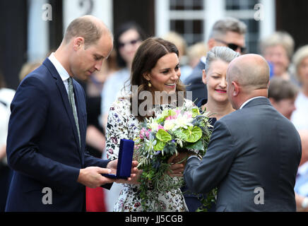 The Duke and Duchess of Cambridge visit the former Nazi concentration camp at Stutthof, near Gdansk, on the second day of their three-day tour of Poland. Stock Photo