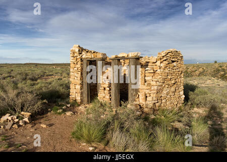 Outhouse at Two Guns Arizona, Ghost town off Historic Route 66 Stock Photo