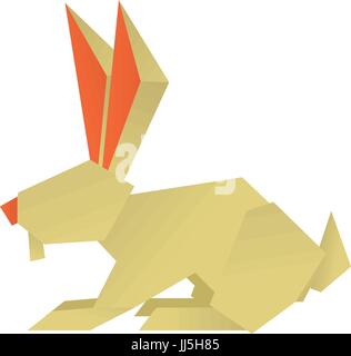 Origami rabbit icon, cartoon style Stock Vector