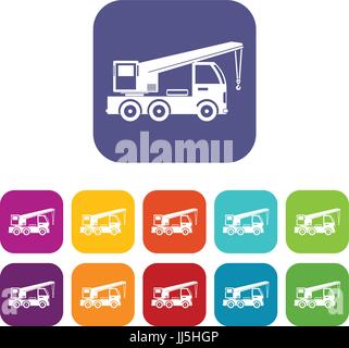 Truck mounted crane icons set Stock Vector Image & Art - Alamy