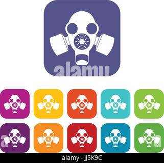Black gas mask icons set Stock Vector