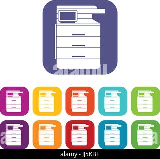 Multipurpose device, fax, copier and scanner icons Stock Vector