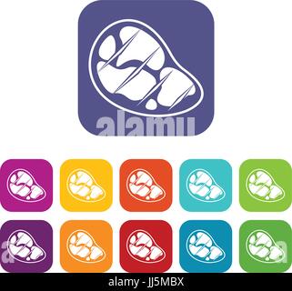 Steak icons set Stock Vector