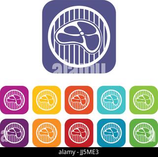 Steak icons set Stock Vector