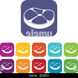 Steak icons set Stock Vector