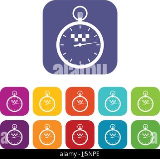 Speedometer in taxi icons set Stock Vector