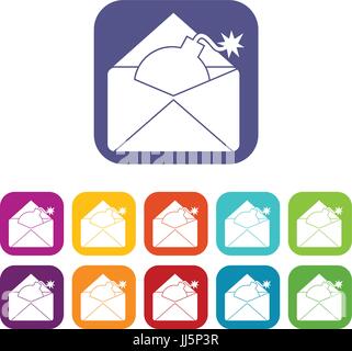 Envelope with bomb set icons Stock Vector Image & Art - Alamy