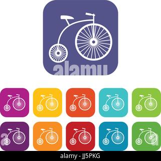 Penny-farthing icons set Stock Vector