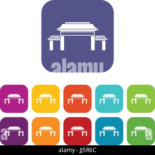 Pagoda icons set Stock Vector