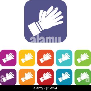 Clapping applauding hands icons set Stock Vector