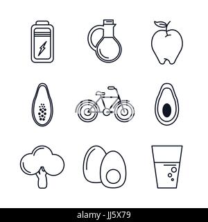 white background with black silhouettes of healthy lifestyle Stock Vector