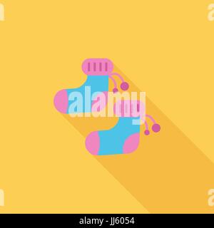Children socks icon. Flat vector related icon with long shadow for web and mobile applications. It can be used as - logo, pictogram, icon, infographic Stock Vector