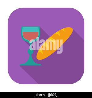 Bread and wine single icon. Vector illustration. Stock Vector