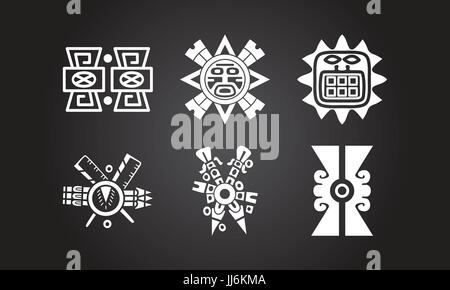 American indians, Maya and Aztec symbolic ornaments Stock Vector
